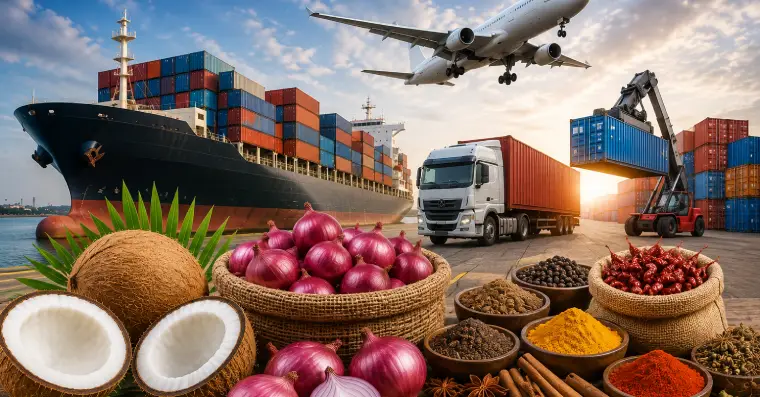 Fresh vegetables, coconut, onions and spices exported by PR Freight Logistics